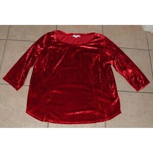 Red Plus Sz 1X Casual or Dress Soft Stretchy Velour Shirt WESTPORT 1962